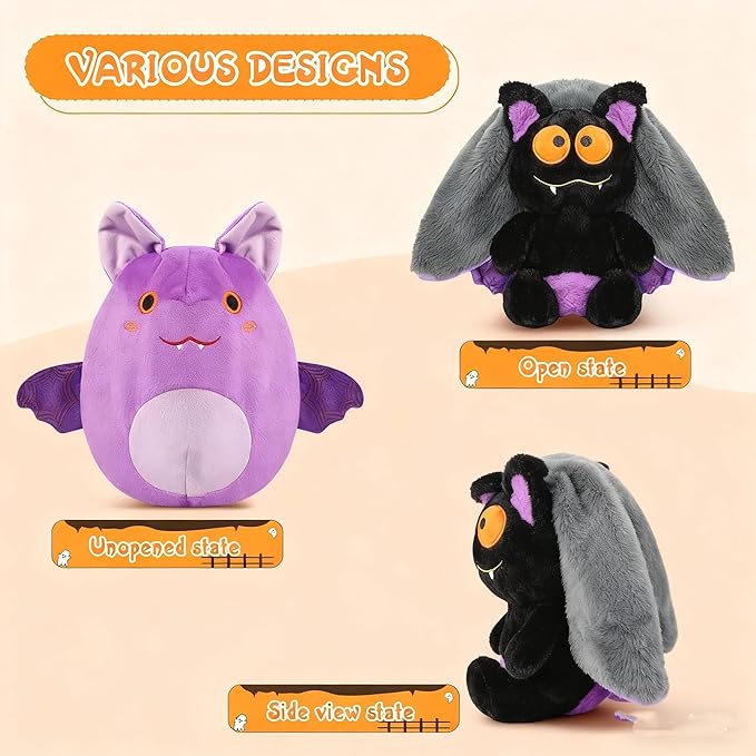 MIAODAM Bat Stuffed Animal Plush, 11inch Reversible Purple Bat Plushies, Cute Plush Toy Gift for Toddler Girls Boys