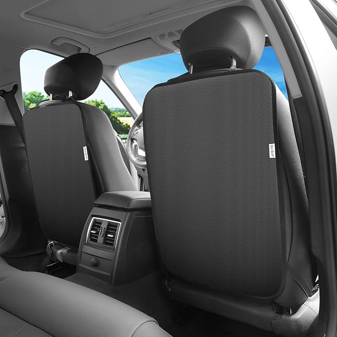 Meolsaek Kick Mats Back Seat Protector, Waterproof Oxford Seat Back Protector, Car Seat Back Protector for Kids, Back of Seat Protector for Kids Feet Car Seat (Black A -2pc)