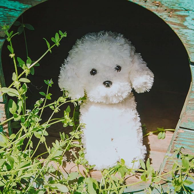 WEIGEDU White Toy Poodle Stuffed Animal Dog Puppy - Bichon Frise Maltese Maltipoo White Labradoodle Plush Toy for Kids and Babies 12.6"
