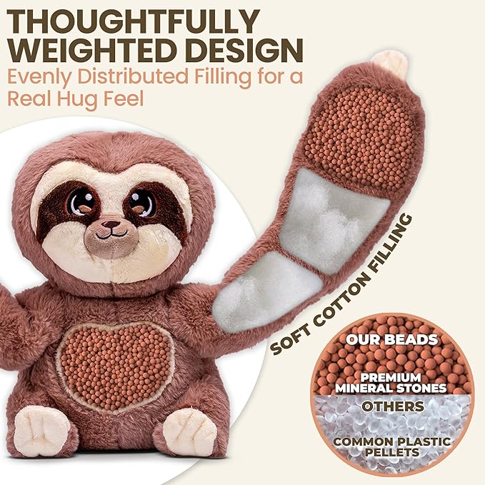 Huggle Healers Weighted Stuffed Animals for Adults, Teens and Kids - 36 Inch Long Plush Arms for Hugs - 4.5lb Sloth Stuffed Animal Plushies - Kigi Sloth
