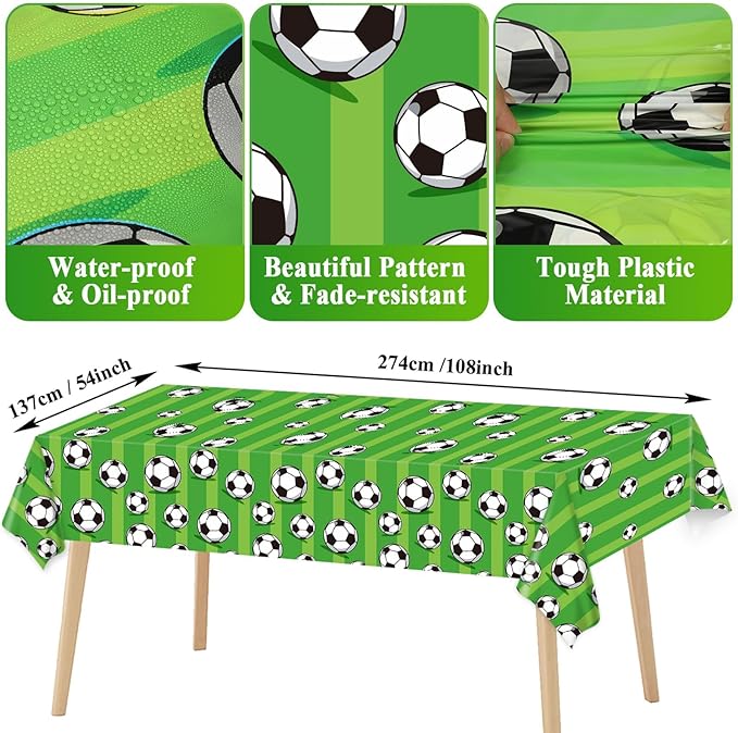 Qyeahkj Soccer Birthday Party Decoration Plates Napkins Tablecloth Supplies -Serves 24 Guests Disposable Tableware Dinnerware Favors for Boys Girls Soccer Sports Theme Baby Shower Birthday Party