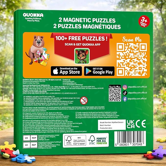 QUOKKA Magnetic Puzzles for Toddlers 3-5 – Search & Find 2 Pack, 60 Pieces Each – Travel Friendly Board with Hidden Objects, Ocean and Forest Scenes – Educational Puzzle Gift for 3 Year Olds
