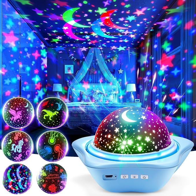 One Fire Night Light for KidsToys, 6 Films+78 Lighting Modes Star Projector,Rechargeable Night Light Projector,360°Rotion Star Lights for Bedroom Decor,Birthday Gifts for Kids Baby Sensory Toys Autism