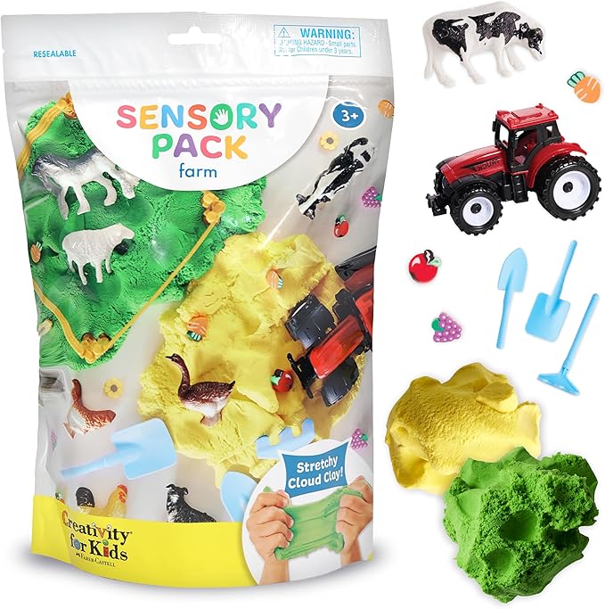 Creativity for Kids Sensory Pack: Farm, Sensory Toys for Toddlers, Pretend Play Farm Animals for Kids, Toddler Travel Toys & Spring Crafts (Ages 3+)