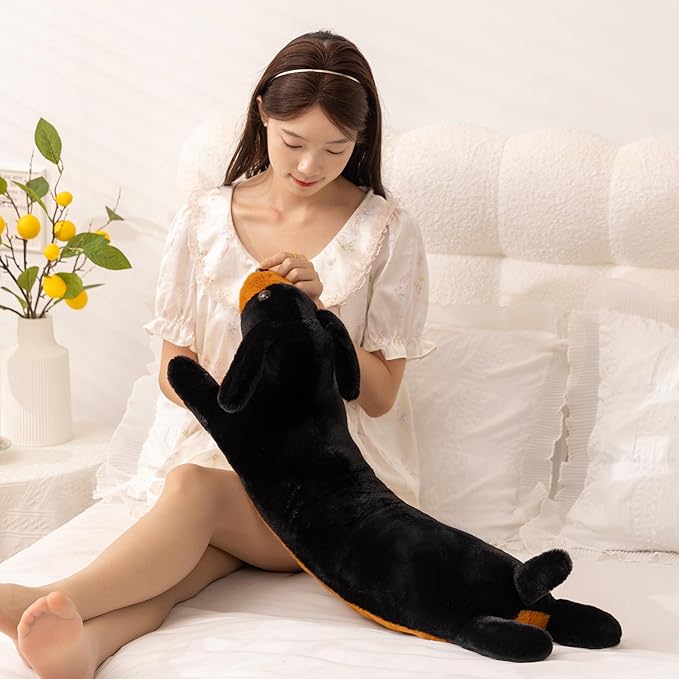 BABOLI Cuddly Dachshund Stuffed Animals Extremely Soft Plush Wiener Dog Pillow Super Cute Doxie Plushie Versatile Gifts for Birthday or Room Decor 35 Inches (L)