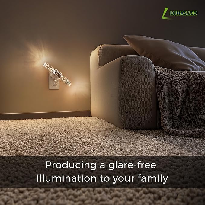 L LOHAS LED Night Light, Night Lights Plug into Wall, 180° Rotating, Auto Light Sensor, Dimmable 100LM, Soft White 3000K, Wall Sconce-Style Design Nightlights for Bedroom Bathroom Hallway, 2 Pack