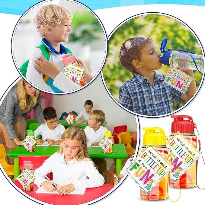 24 Set Water Bottles Bulk with Straws 12 oz End of the Year Gifts for Students Kindergarten Sports Water Bottle Summer Graduation Student Gifts from Teacher for School Classroom Party