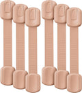 Bate- Child Safety Strap Locks, 6 Pack, Light Peach, Baby Locks for Cabinets, Drawers, Kitchen, Toilet, Furniture, Fridge, Multi-Purpose, Easy Install with Quick 3M Adhesive for Childproofing