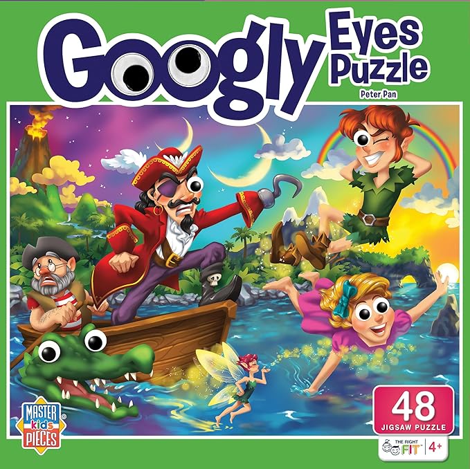 Masterpieces Peter Pan Puzzle - 48 Piece Googly Eyes Jigsaw, Hand-Eye Coordination - Adult