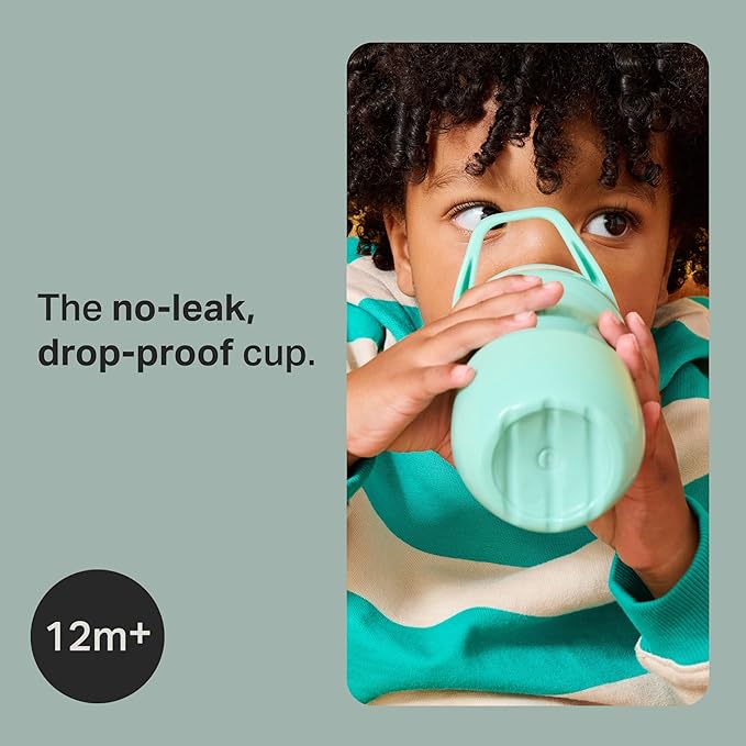 Tommee Tippee Insulated 9oz Sporty Spout Toddler Water Bottle, No Spill Sippy Cups for Toddlers 1-3, Two-Piece Valve Helps Stop Spills, BPA Free, Pink and Mint, Pack of 2