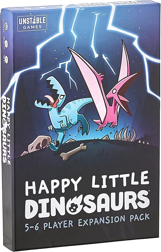 Unstable Games - Happy Little Dinosaurs: 5-6 Player Expansion Pack - Cute card game for kids, teens, & adults - Dodge life’s disasters! - 5-6 players ages 8+ - Great for game night
