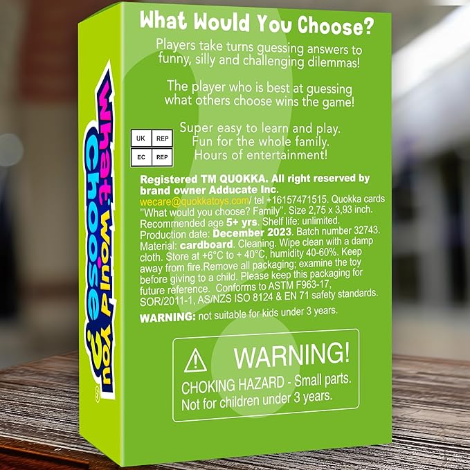 QUOKKA Board Games for Kids 8-12 – Family Games for Kids and Adults – What Would You Choose – 500+ Questions – Does Family Rather – Fun Card Game for Families and Teens