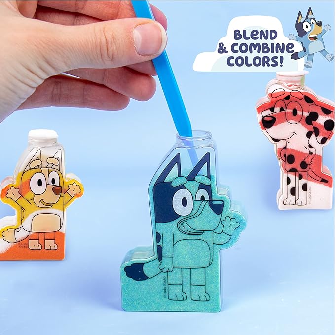 Bluey Sand Art Kit, Includes 5 Sand Art Bottles & 7 Colored Sands, Create Your Own Sand Art, DIY Kit, Fun Art Project for Kids Aged 6+