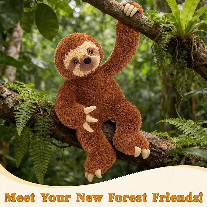 MorisMos Sloth Stuffed Animal 18" Plush Sloth Plush Toy Sloth Plushie Huggable Sloth Pillow Stuffed Sloth Toy Gifts for Boys Girls and Kids for Comforting Companion Imaginative Play