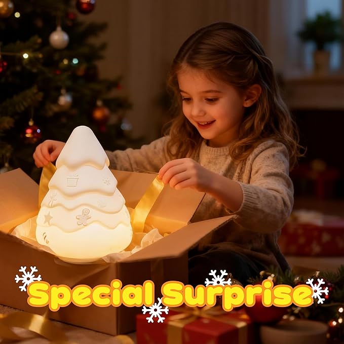 Squishy Christmas Tree Lamp with RGB Modes, Dimmable Nursery Light, Touch Lamp for Nursery, Novelty Desk Lamp for Kids, Christmas Lamp for Bedroom Decor