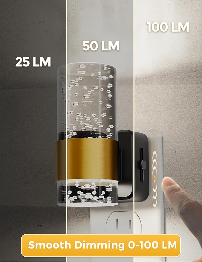 Night Light, 1-Pack Decorative Night Lights Plug into Wall, Dimmable Night Light with Auto Light Sensor, Bright White 5000K, Wall Sconce-style Design Nightlight for Bathroom,Bedroom,Hallway