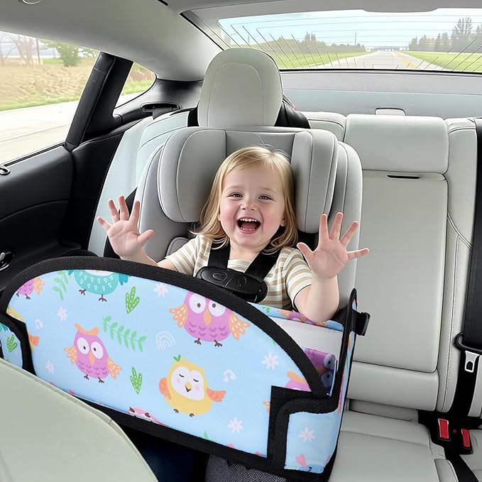 Kids Travel Tray, 3PCS Car Seat Tray for kids Travel, Toddler Road Trip Essentials With Drawing Kit, Toddler Lap Desk Organizer for Car, Carseat Table for Airplane