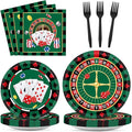 96 Pieces Casino Themed Party Tableware Set for Las Vegas Birthday Party Decorations Casino Poker Card Birthday Party Dessert Paper Plates Napkins Forks for 24 Guests Poker Card Playing Club Supplies
