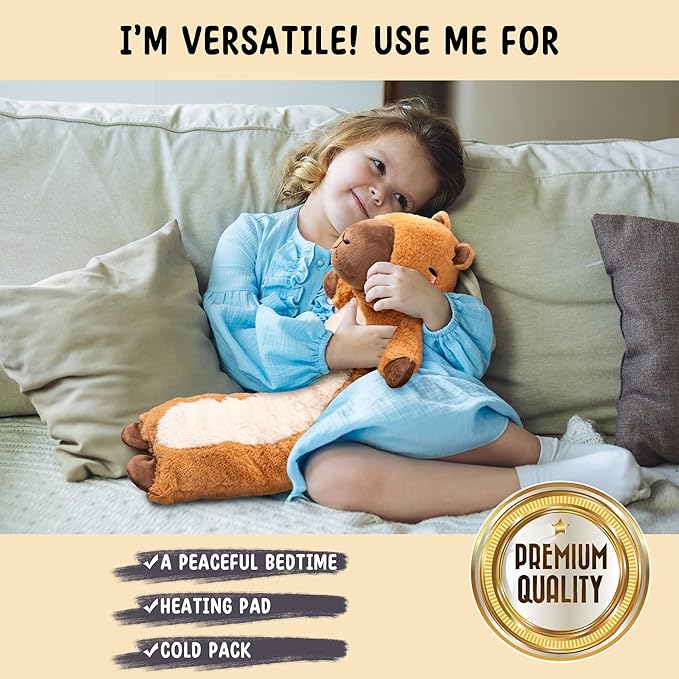Happy Fuel Capybara Microwavable & Weighted Stuffed Animals - Unscented Heatable Plush Doll, Cute Capybara Plush Toys Gifts for Girls Boys and Kids
