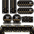 30th Birthday Party Supplies Serves 24 Black and Gold 30 Years Old Birthday Party Decorations Paper Plates Napkins Cheers to 30 Years Tablecloth Set Vintage 1996 Tableware Favors Kit for Men or Women