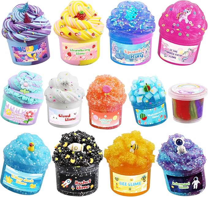 13 Pack Crunchy Slime kit,DIY Butter Slime,Stress Relief Toys,Craft Toy, for Girl and Boys Party Favors,Easter Basket Fillings