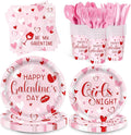168pcs Galentines Day Paper Plates Napkins Pink Party Supplies Cups Disposable Tableware For Women Girls Galentines Day Decorations Serve 24 Guests