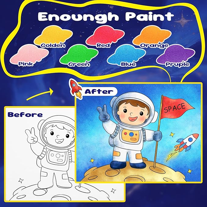 Paint with Water Coloring Books for Kids, Mess Free Watercolor Painting Kit Painting Activity for Kids Ages 3-5 4-8, Arts Crafts Drawing Gift Toy for Boy Girl (Dark Blue)