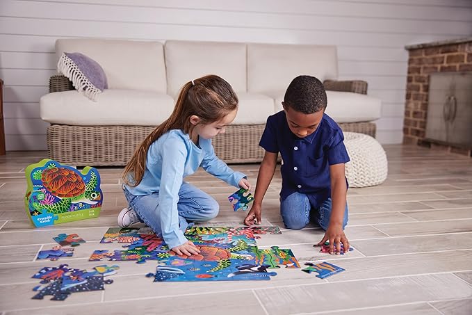 Crocodile Creek 36-Piece Jigsaw Floor Puzzle - Fun Floor Puzzles for Kids Ages 3-5 - Heavy-Duty Shaped Box for Storage - All Aboard - 24" W x 18" H Finished