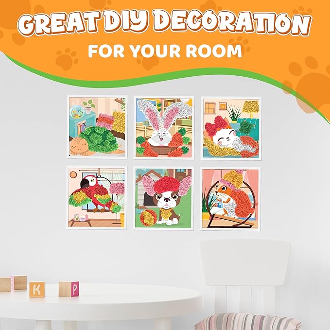 jackinthebox Poke Poke Art – Pets Theme, Mess-Free Fabric Art and Craft, Flower Pressing Kits, Gift for Kids, Gifts for Girls and Boys Ages 4 5 6 7 8