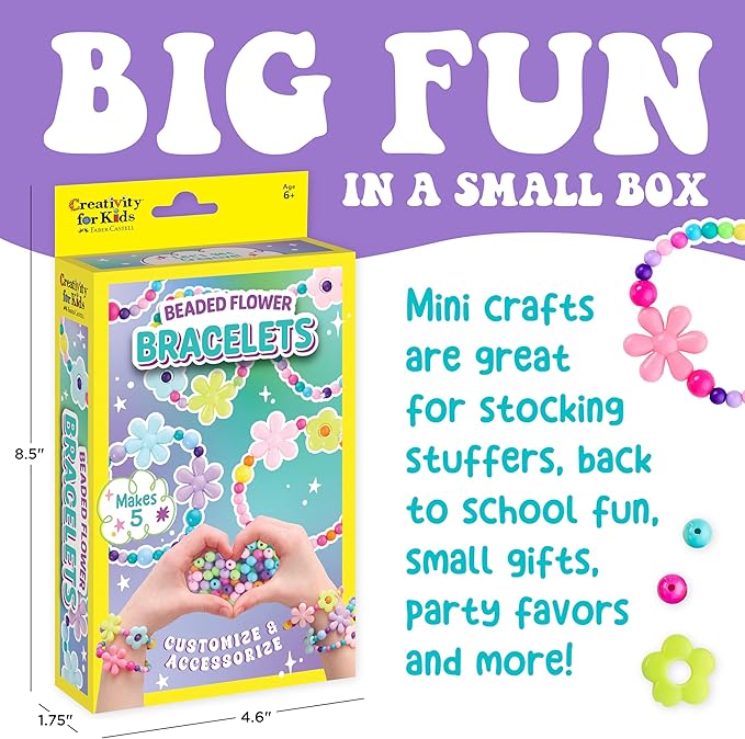 Creativity for Kids Beaded Flower Bracelet Making Kit | DIY Jewelry Craft Kit for Girls | Create 5 Colorful Beaded Bracelets to Wear, Share & Gift | Spring Crafts & Gifts for Mom (Ages 6+)