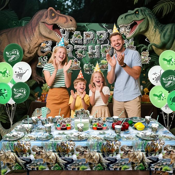 175 Pcs Dinosaur Party Birthday Supplies Dino World Themed Tableware Set Includes Plates Napkins Cups Knives Fork Spoon for Boys Kids Dinosaur Party Supplies Decorations Serve 25 Guests