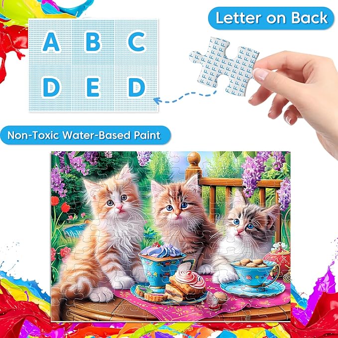 Jeacirio 4 Packs 100 Piece Puzzles for Kids Ages 4-6 - Lovely Animals Large Piece Jigsaw Puzzles for Seniors Educational Toys Gifts Kids Puzzle for 4 5 6 7 8 9 Year Olds Boys Girls