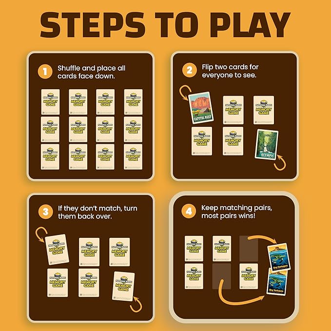 Masterpieces National Parks Memory Game - Fun Family Entertainment for Kids and Adults - Educational, Engaging, and Perfect for Game Night, Classroom Activities, and Interactive Play for All Ages
