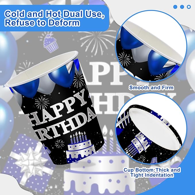 120PCS 16th Birthday Decorations for Boys 16 Years Old Birthday Decorations Sweet 16 Plates Napkins Tablecloth for Boys Girls 16th Birthday Party Supplies