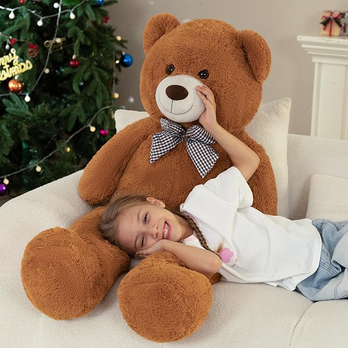 MorisMos Giant Brown Teddy Bear 4 FT, Classic Teddy Bear Plush Gift for Baby Shower Decoration Stuffed Animal for Girlfriend Boyfriend, 47 Inch