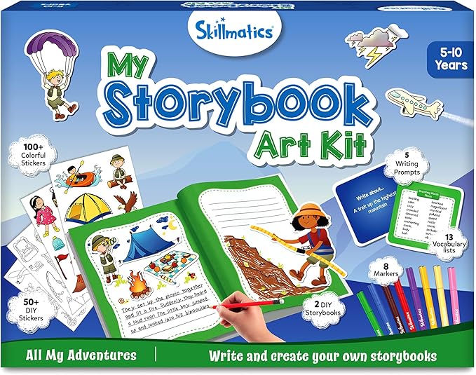 Skillmatics Storybook Art Kit - Create Adventure Stories, DIY Craft & Writing Kit with 300+ Stickers, Scrapbooking & Journal Activity, Screen-Free Fun, Gifts for Kids Ages 5, 6, 7, 8, 9, 10