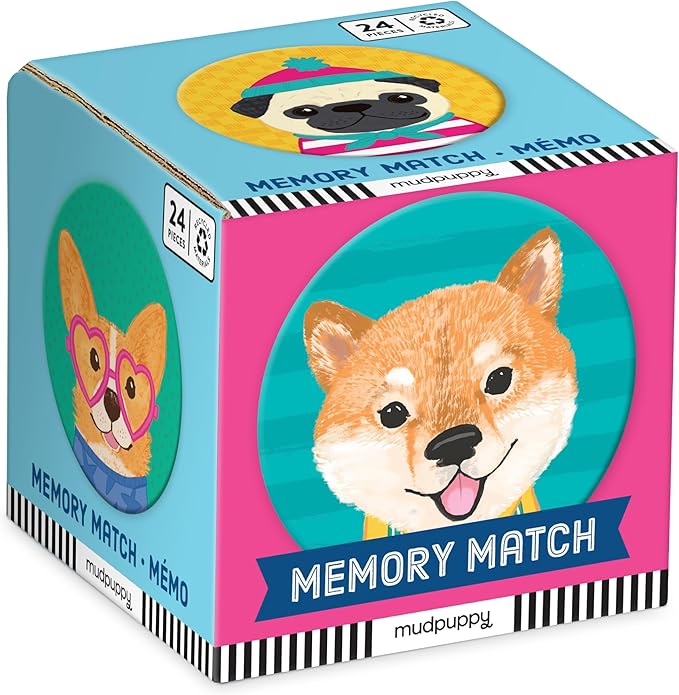 Mudpuppy Dog Portraits Mini Memory Match, Multicolor