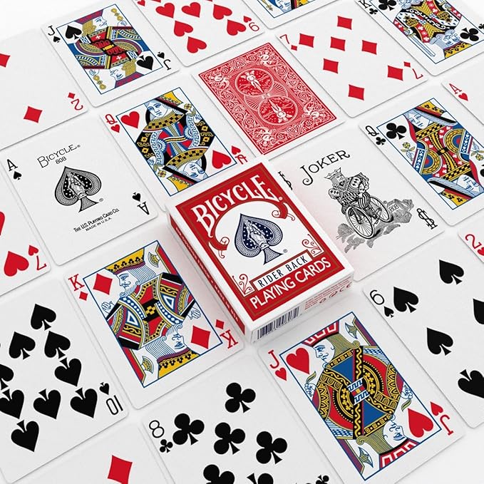 Bicycle Rider Back Standard Index Playing Cards, 12 Pack Bulk Set, Classic Poker Size Decks of Cards for Poker, Blackjack, Rummy, and Family Card Games, Red & Blue Backs