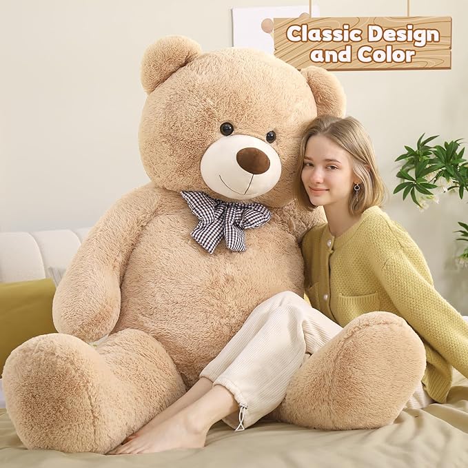 Toys Studio 5ft Giant Teddy Bear Large Stuffed Bear for Kids, 59 inch Plush Bear Stuffed Animal Lifesize Bear for Baby Shower Decoration Christmas Valentine's Day for Girlfriend, Cream