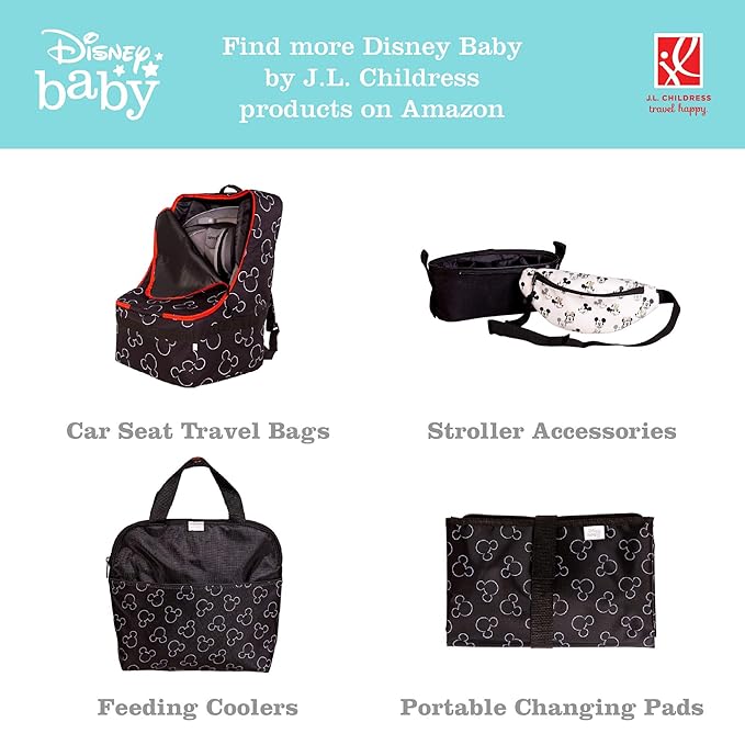 J.L. Childress Disney Baby Gate Check Bag for Single & Double Strollers - Travel Bag for Airplane, Fits Most Standard Baby Strollers, Airport Accessories for Gate Check - Mickey Mouse, Red