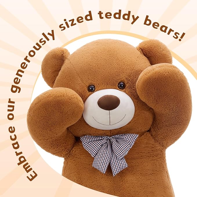 MaoGoLan Giant Brown Teddy Bear 4 Feet,Adorable and Cuddly Big Bear Stuffed Animal 47", Classic Teddy Bear Plush Gift Decoration for Baby Shower,Party,Birthday,Valentines Day