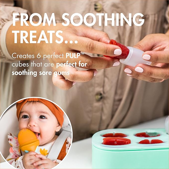 Boon PULP Silicone Feeder Freezer Tray — Includes Silicone Tray and Lid with 2 PULP Silicone Baby Food Feeders — Baby Food Storage