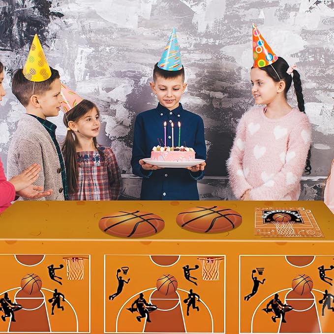 41Pcs Basketball Theme Birthday Party Decorations Basketball Party Supplies Tableware Set Basketball Paper Plates,Napkins,Tablecloth丨Kids and Adults Basketball Sports Birthday Party Decor,Serves 20