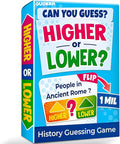 QUOKKA History Board Games for Kids and Adults – Family Board Games for Family Game Night – Higher or Lower Trivia Cards for Kids 8-12 – Guess Fun Questions – Educational Card Game for Families&Teens