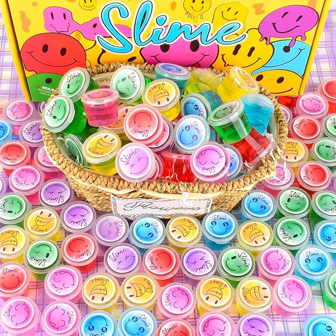 120 Pack for Kids Clear Crystal Bulk Slime Kit, Slimes Toys for Girls and Boys, Stress Relief, Non-Sticky, Classroom Reward, Easter Party Favors Supplies