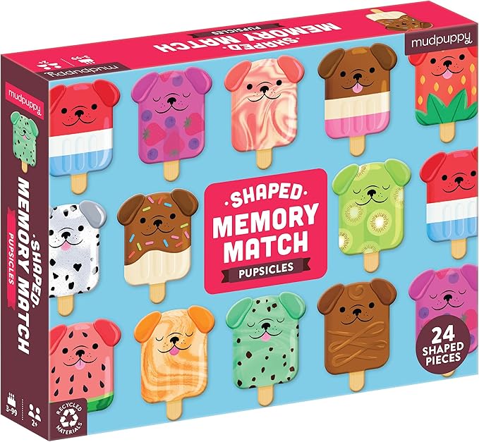 Pupsicles Shaped Memory Match from Mudpuppy, Includes 24 cutely Designed Shaped Pieces, Perfect Activity for 2 or More Players Aged 3-8