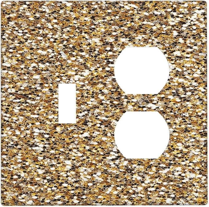 Outlet Covers Gold Glitter Sequins 1 Toggle 1 Duplex Switch Plate Covers Electrical Light Switch Cover Plate Decorative Wall Plate Socket Cover for Bedroom Cabin Decor