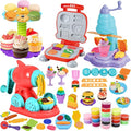 4 in 1 Color Dough Set for Kids 3-5 4-8 Play Kitchen 59Pcs Ice Cream Slime Tools Accessories Kit Playset Noodle Hamburger Maker Food Toy Birthday Gift 3 4 5 6 7 8 Year Old Boys Girls Toys