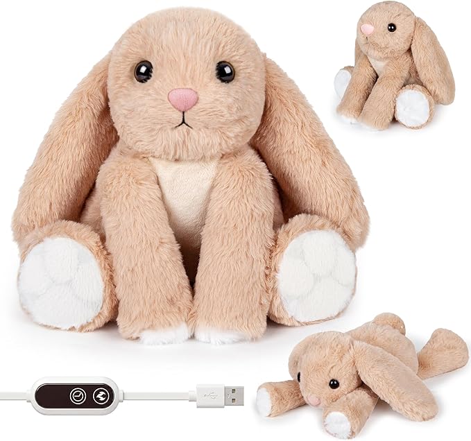 Rabbit Heated Stuffed Animal, Bunny Heating Pad for Period Cramps, USB Powered Heating Pad with Auto Shut Off,Warm Plushie for Belly Back Shoulder Pain Relief,Anxiety Relief, Gift for Mom Women