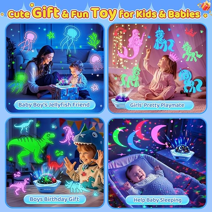 One Fire Night Light for KidsToys, 6 Films+78 Lighting Modes Star Projector,Rechargeable Night Light Projector,360°Rotion Star Lights for Bedroom Decor,Birthday Gifts for Kids Baby Sensory Toys Autism